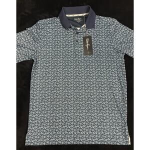 Walter Hagen Men’s S P11 Dogwood Ditsy Golf Polo Shirt Dogwood Ditsy Navy NWTs